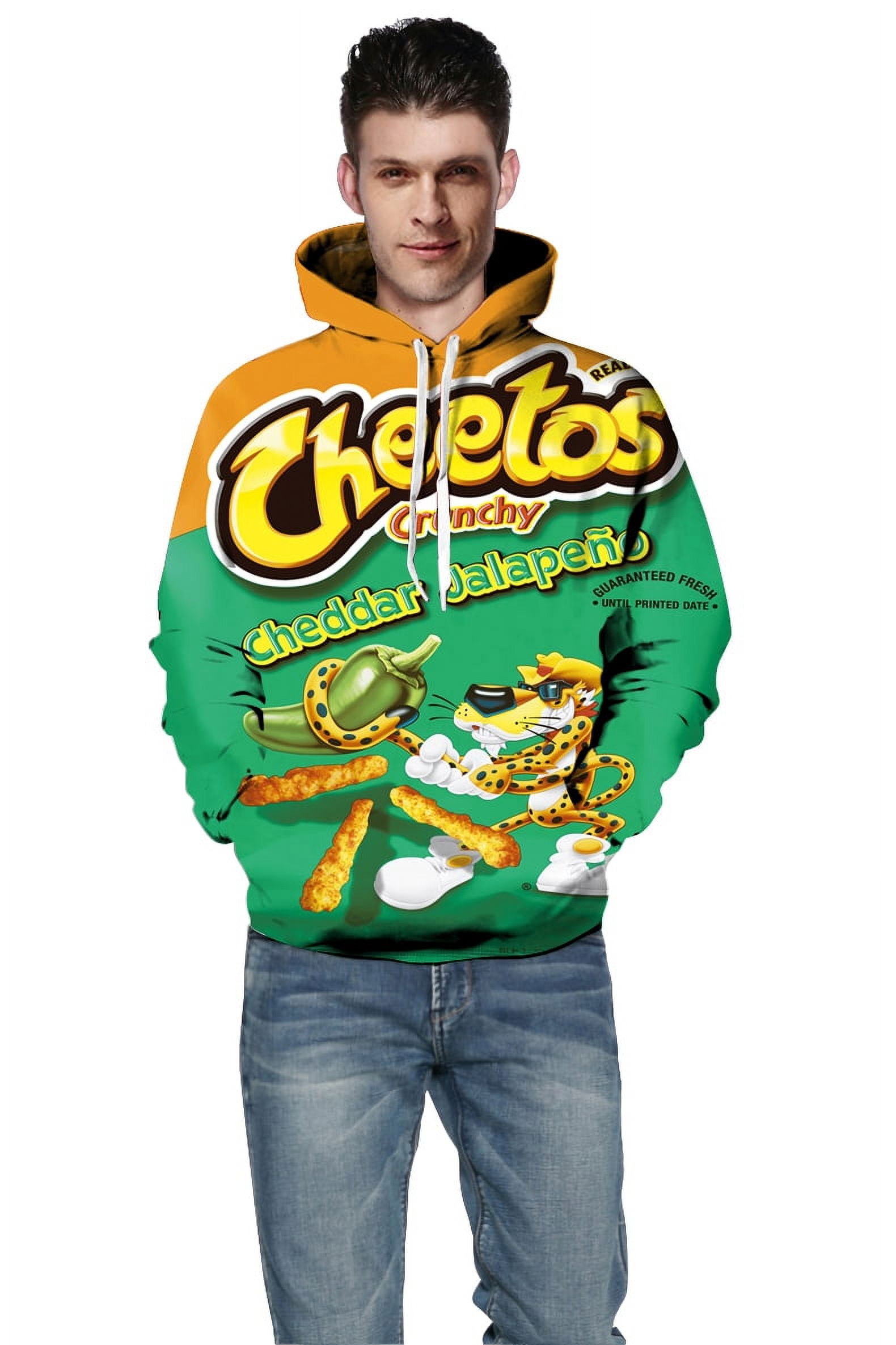 Cheetos trend snacks 3D beef chicken printing pattern autumn hoodie long sleeved couple sweater casual loose round neck pullover