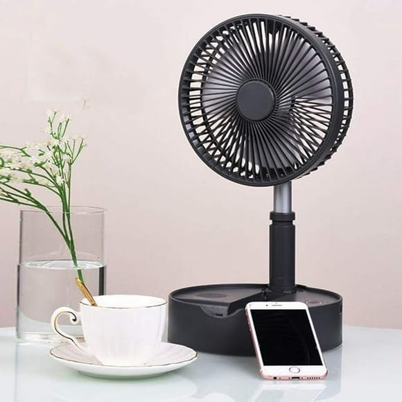 MKL Innovations® Portable Mini Fan- Adjustable Height W Built-in 7200mAh Battery USB Rechargeable & Folding Telescopic- BLACK COLOR