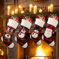 thumbnail image 7 of 4 Pairs Christmas Stockings 18" Christmas Stocking Classic Large Stockings Santa, Snowman, Reindeer Xmas Character for Family Holiday Christmas Party Decorations Style, 7 of 7