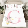 thumbnail image 2 of Erosebridal Initial Monogrammed Sheet Set Twin,Pink White Bedding Sets Twin Size,Floral Flower Twin Sheet Sets,Super Cozy Alphabet Room Decoration,3pcs, 2 of 7