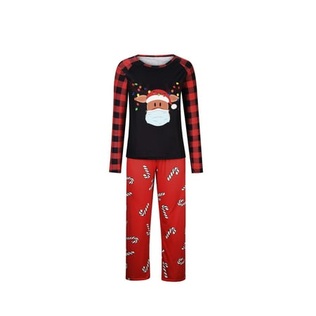 

REORIAFEE Christmas Pajamas for Family Christmas Pjs Matching Sets Holiday Xmas Sleepwear Set Long Sleeve Pajamas Suit Top+Pants Kids 2 Years