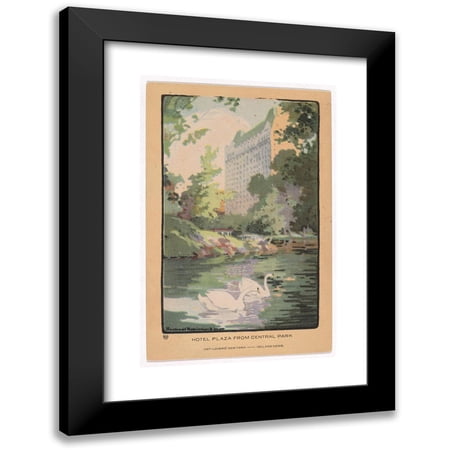 Rachael Robinson Elmer 11x14 Black Modern Framed Museum Art Print Titled - Hotel Plaza from Central Park (1914)