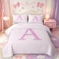 thumbnail image 2 of Manfei Pink Bling Letter A Print Quilt Full,Minimalist Geometric Lines Full Bedspread Sets,3 Pieces,1 Coverlet and 2 Pillowcases, 2 of 7
