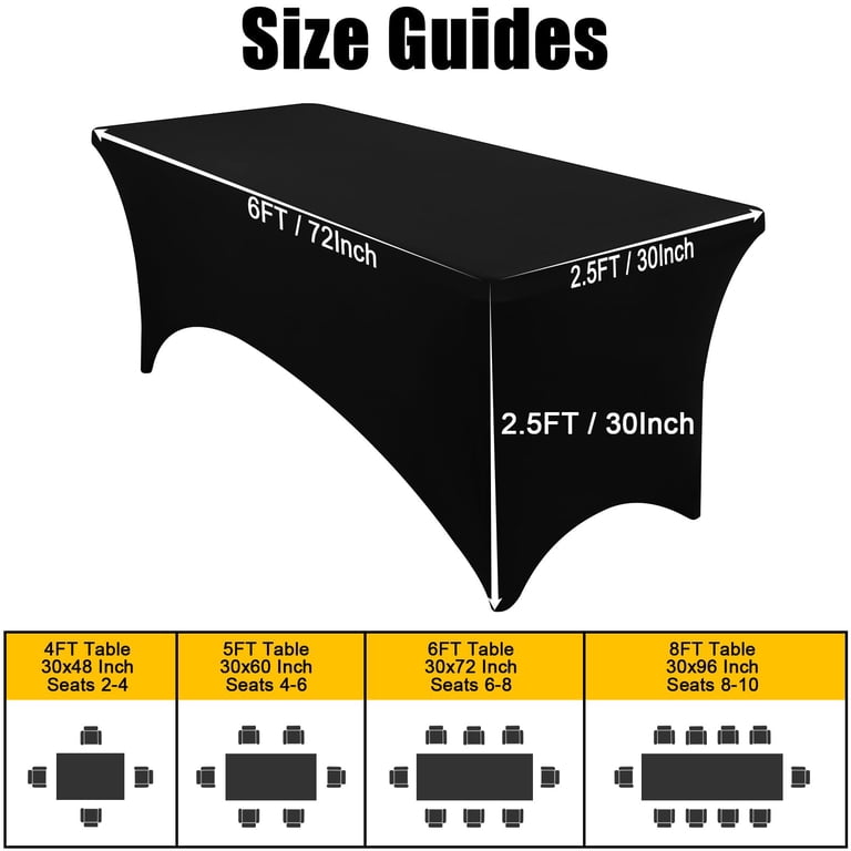 Smiry Stretch Spandex Tablecloth, 6FT, Black, 2-Pack photo 7
