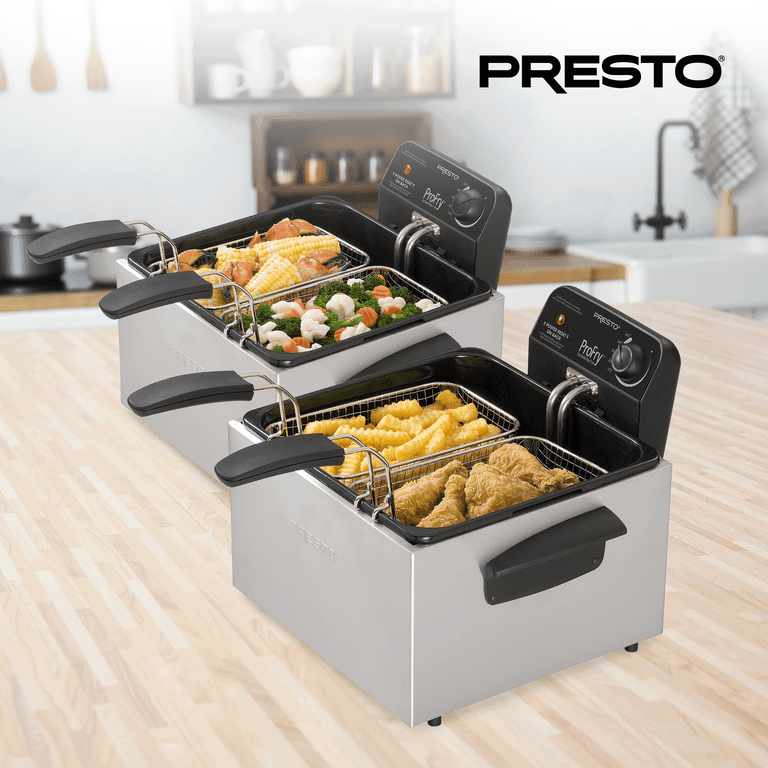 Presto ProFry Stainless Steel Big Dual-Basket Electric Deep Fryer