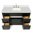 thumbnail image 5 of ARIEL 55" Inch Bathroom Vanity in White with 1.5" Inch Thick Edge White Quartz Countertop, 2 Soft Closing Doors & 4 Full Extension Dovetail Drawers, Built in Toe Kick, Satin Nickel, No Mirror (Black), 5 of 9