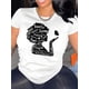 thumbnail image 1 of Camiseta con estampado de letras para mujer, informal, de cuello redondo y manga corta para primavera y verano. Ideal para adultos, hombres, mujeres, adolescentes y jóvenes., 1 of 6