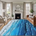 thumbnail image 2 of Coastal Ocean Large Area Rugs 5x8 ft Beach Dark Blue Waves Gradient Oil Painting Washable Rug Non Slip Indoor Carpet Absorbent Floor Mat for Living Room Bedroom Dining Room, 2 of 9