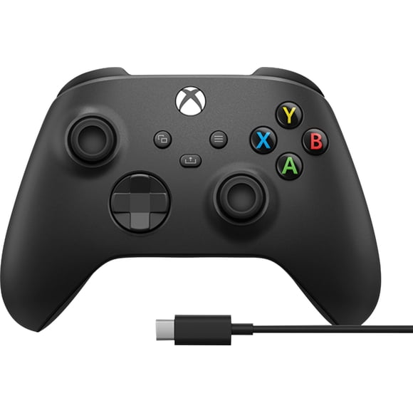 Control inalambrico Carbon Black + Cable USB-C para Xbox Series X S, Xbox One, Windows, IOS, Android