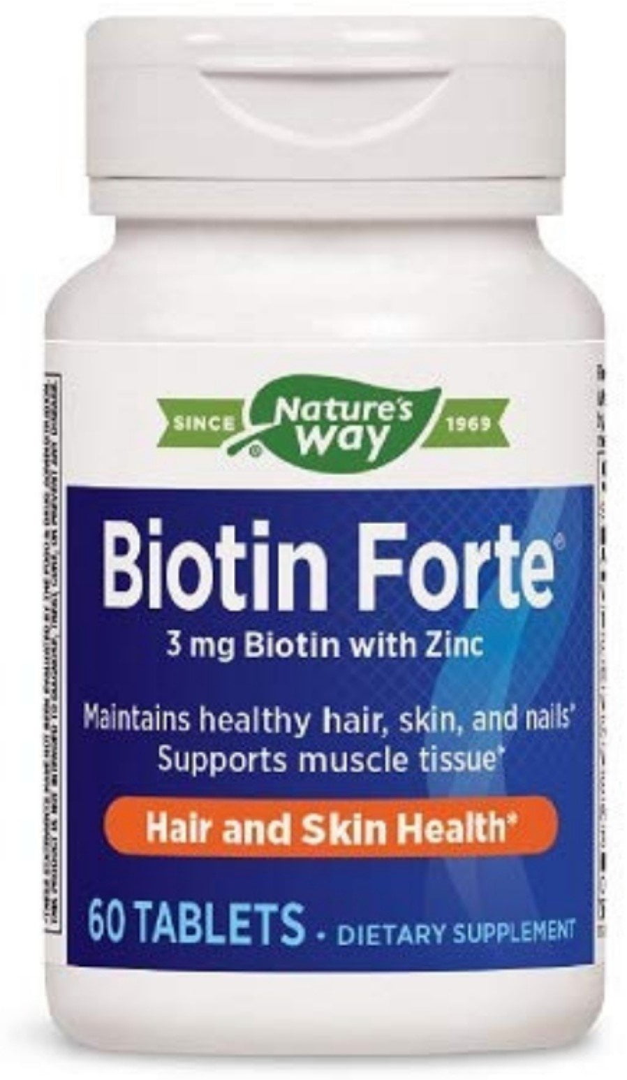 Nature's Way Biotin Forte, 3mg with Zinc, 60 Tablets Ea