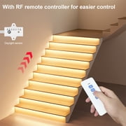 Motion Sensor Stair Light for Indoor, 47.2Long Cuttable LED Strip Lights Indoor with Remote, Step by Step Control Motion Activated Stair Lights Kit with Main Wire & Daylight Sensor (16 Stairs,3000K)