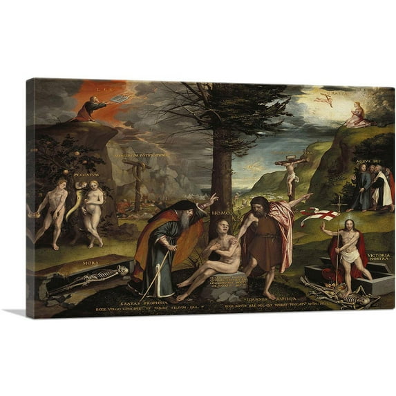 ARTCANVAS Allegory Of Old And New Testaments Early 1530 Canvas Art Print by Hans Holbein the Younger - Size: 26" x 18" (1.50" Deep)