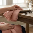 thumbnail image 4 of ANA Blush cotton Linen Napkins Set of 12 18x18 inch Cotton Dinner Napkins - Washable Soft Premium Hotel Quality Reusable Napkins Perfect Table Napkins for Family Dinners, 4 of 7