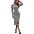 thumbnail image 3 of Womens Sweater Dress Cable Knit Long Sleeve Dresses Bodycon Crew Neck Basic Elegant Winter Outfits, 3 of 9