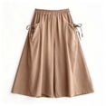 thumbnail image 4 of Hngshg Plus Size Capris for Women Flowy Loose Smocked Solid Color Casual Wide Leg Pants Summer Vacation Pants with Pockets, 4 of 5