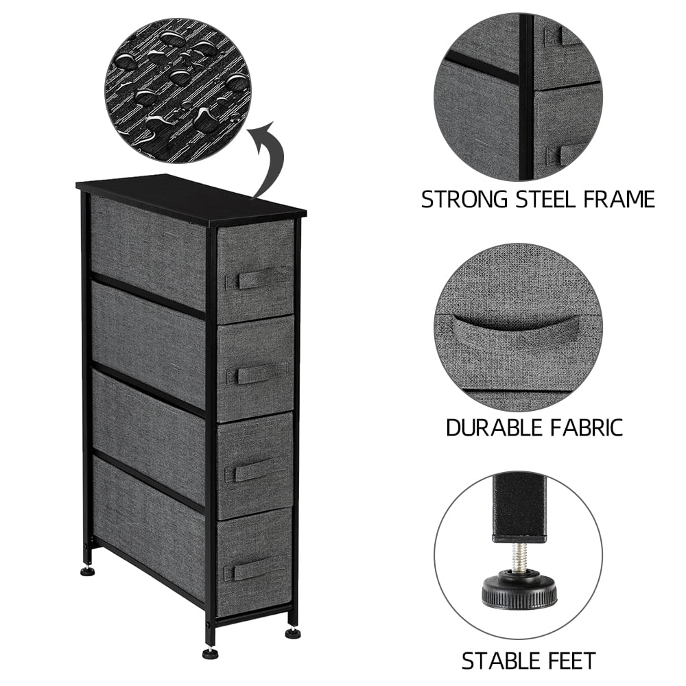 Lowestbest Drawer Dresser, Dresser Drawer Organizer 4 Drawers, End Table Storage Cabinet, Easy Pull Fabric Bins, Wooden Side Table for Bedroom, Hallway, Entryway Furniture, Gray Lowestbest Drawer Dresser, Dresser Drawer Organizer 4 Drawers, End Table Storage Cabinet, Easy Pull Fabric Bins, Wooden Side Table for Bedroom, Hallway, Entryway Furniture, Gray