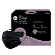 Em Yeraz 100 PCS Disposable Face Masks, Black Disposable Masks, 3 Ply Protection Face Masks