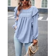 thumbnail image 4 of PRETTYGARDEN Women's Long Sleeve Blouses Ruffle Swiss Dot Crochet Loose Fit Spring Fall Tunic Dressy Casual Tops, 4 of 10