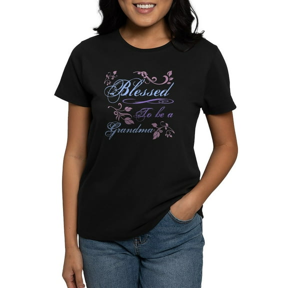 CafePress - Blessed To Be A Grandma Women's Dark T Shirt - Women's Traditional Fit Dark T-Shirt