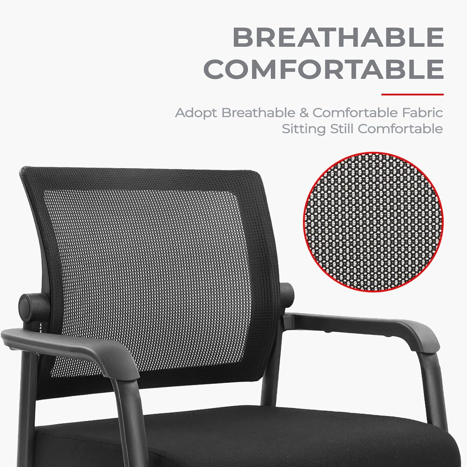 KLASIKA Desk Chair No Wheels, Arm Chair with Ergonomic Lumbar Support and Thickened Seats Cushion, Waiting Room Chairs for Office School Church Guest Reception, 8 Pack Black
