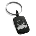 thumbnail image 1 of Stainless Steel Biohazard Death Skull Engraved Small Rectangle Dog Tag Charm Keychain Keyring, 1 of 1