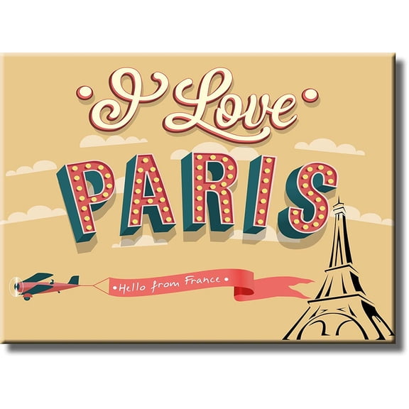 I Love Paris, Hello from France Picture on Stretched Canvas, Wall Art D?cor, Ready to Hang