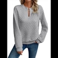 thumbnail image 1 of Sudadera de Cuello en V para Mujer, Larga, Estilo Jersey Gris S, 1 of 5
