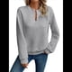 thumbnail image 1 of Sudadera de Cuello en V para Mujer, Larga, Estilo Jersey Gris L, 1 of 5