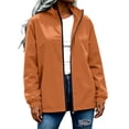 thumbnail image 4 of LEAVINGSUO Rain Jacket Women Waterproof Lightweight Stand Collar Windbreaker Zip Up Elastic Cuffs Casual Jacket Orange L, 4 of 8