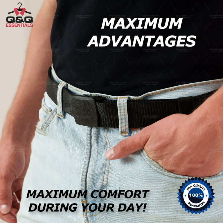 Q Q ESSENTIALS Mens Belt Canvas Nylon Belts for Men with Plastic Cam Belt Buckle Black Size 42 46 Walmart