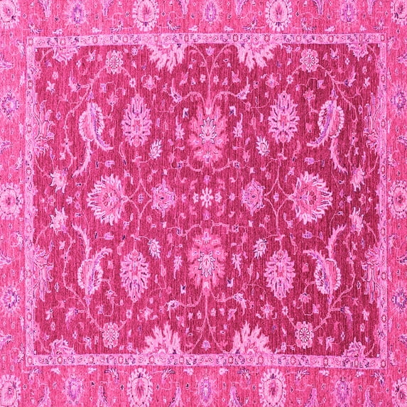Ahgly Company Indoor Square Oriental Pink Traditional Area Rugs, 6' Square