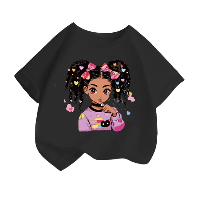 WEAIXIMIUNG Teen Clothes Tendance Summer 2024 Enfant Girls Mignon Mode Imprimé Col Rond Manches Courtes Tee Summer Confortable Décontracté T-Shirt Ample Tops