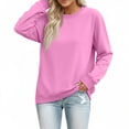 thumbnail image 4 of Trgacdwlo Crewneck Sweatshirts Women Long Sleeve Pullover Women Solid Color Fall Winter Warm Fleece Sweatshirt for Women Pink XXL, 4 of 7