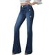 thumbnail image 1 of Jeans acampanados para mujer Jeans acampanados de talle alto con pantalones de mezclilla rasgados de pierna ancha clásica Azul oscuro 26, 1 of 5
