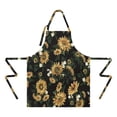 thumbnail image 2 of Black White Flower Sunflower Pattern Apron-Garden Aprons for Women with Pockets-Cotton Linen Waterproof Kitchen Cooking Gardening Aprons Adjustable for Kitchen,Cooking,BBQ and Salon 33x27 Inch, 2 of 7