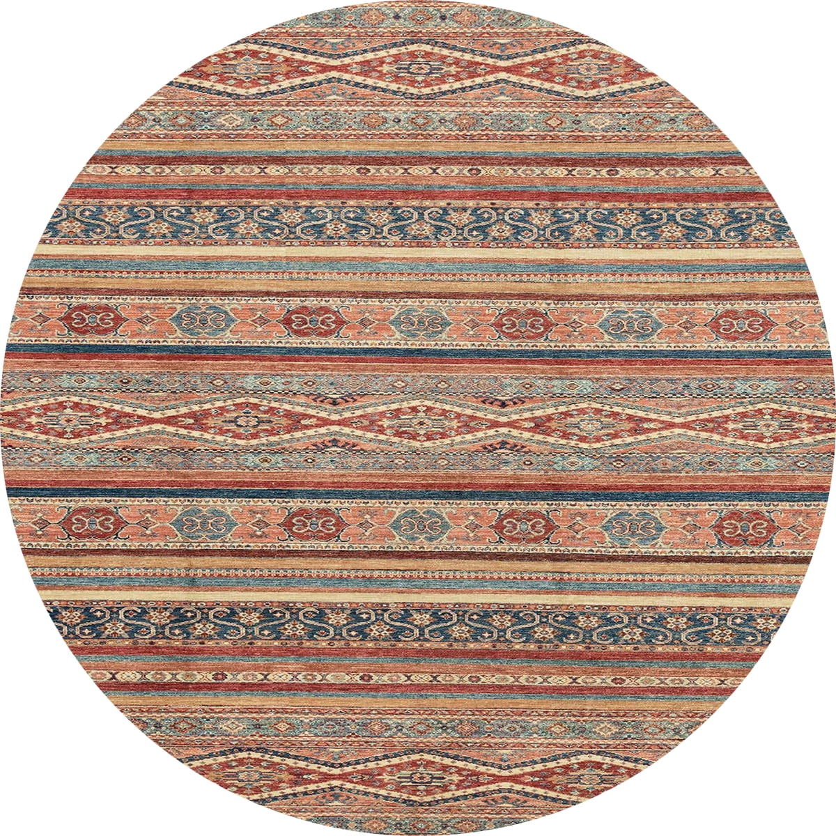 Ahgly Company Indoor Round Abstract Brown Abstract Area Rugs, 5' Round ...