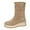 Khaki, variant on Platform Wedge Boots for Women Pull on Suede Round Toe Casual High Top Walking Shoes Nonslip Falll Winter Booties Khaki Size 9.5