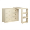 thumbnail image 5 of May in Color 6 Drawer Dresser, Extendable Corner Vanity Desk and Dresser Combo with 3 Side Shelves, Wood Dressing Table for Bedroom, Dressing Room, Beige, 5 of 9