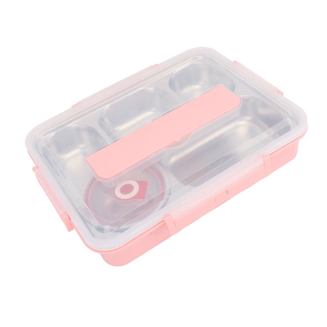 Bento Lunch Box with 5 Compartments, Stainless Steel Lunch Container Bento Box with Utensils Soup Bowl, 5 Compartment Food Containers with Lids for School, Work, and Travel