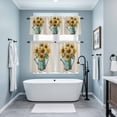 thumbnail image 4 of Summer Flower Kitchen Curtains Valances and Tiers Set of 3 Vintage Yellow Sunflower Linen Texture Tier Curtains and Valance with Rod Pocket for Small Windows, 27.5"x36", 4 of 9