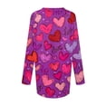 thumbnail image 5 of Hogleaql Womens Valentines Shirt V Neck Soft Long Sleeve Shirts Love Heart Print Trendy Casual Loose Fit Mid-Length Tops Hot Pink M, 5 of 6