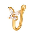 thumbnail image 2 of Jiaroswwei Nose Ring Butterfly Rhinestones Jewelry Simple Electroplating Nose Cuff Septum Nose Jewelry, 2 of 8