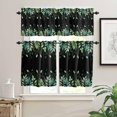 thumbnail image 2 of Red Leaf Kitchen Curtains, Fall Plant Country Vintage Watercolor Black 3-Piece Kitchen Curtain Valance and Tiers Set 36 Inch Length, Rod Pocket Half Window Curtains for Cafe Living Room Bathroom, 2 of 6