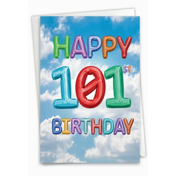 NobleWorks 101th Milestone Birthday Paper Card with 5 x 7 Inch Envelope (1 Card) Inflated Messages-101 C2769MBG