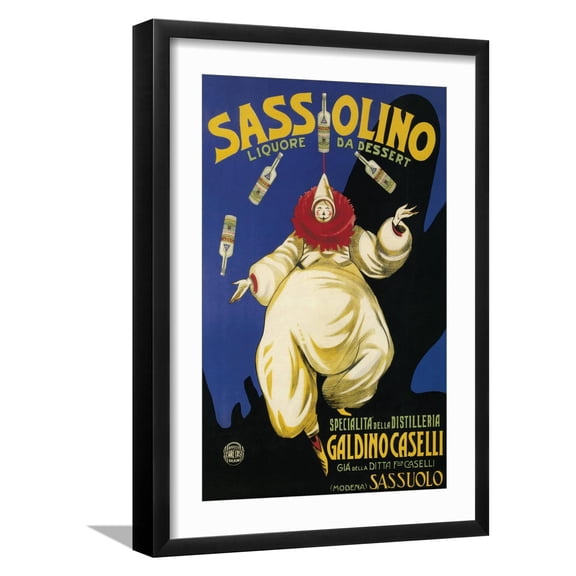 Art.com Italy - Sassolino Liquore da Dessert Promotional Poster Art Print by Lantern Press, Black Frame Wall Art, 17" x 23"