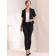 thumbnail image 4 of Cárdigan informal con cuello chal y parte delantera abierta para mujer, chaqueta de traje de oficina de trabajo de manga corta Negro XL, 4 of 6