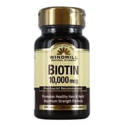 Windmill Biotin 10,000 mcg Maximum Strength Formula Tablets 100 Ct