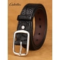 thumbnail image 5 of Catelles Men's Genuine Leather Black Belt with Stainless Steel Buckle , Casual & Business Wear Gift by Box&For Waist 42 Width 1.5in(3.8cm), 5 of 10