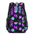 thumbnail image 2 of Green and Purple Leopard Print Backpack for School, Cute School Bag with Adjustable Shoulder Straps and Padded Back, 16.9"x12.6"x5.9", 2 of 5