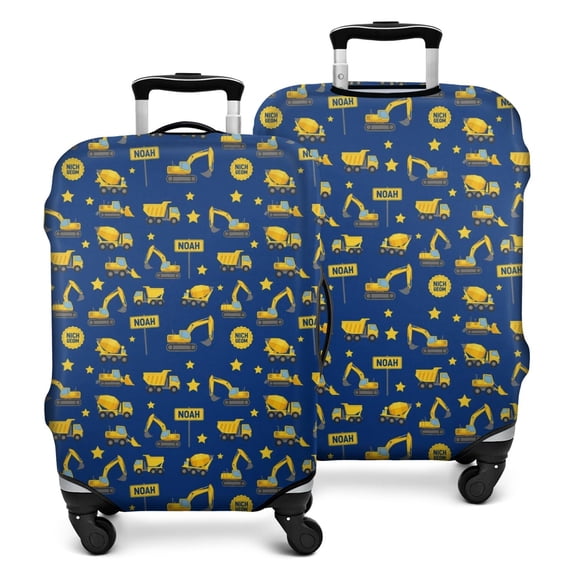 Cartoon Construction Vehicles Stars Luggage Cover Fashion Suitcase Cover Baggage Covers Fit 25-28 Inch Luggage (Go Travel)